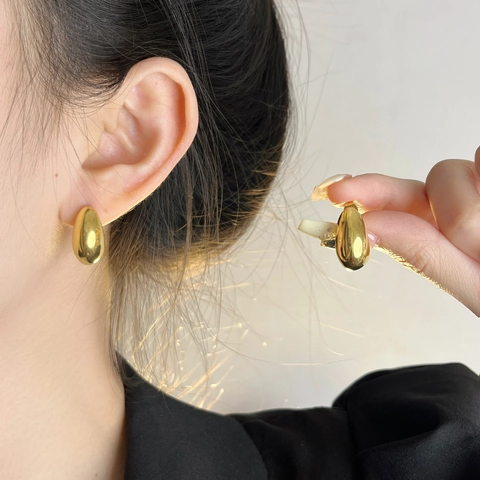 Titanium Stahl Creolen Spiegelpoliert Gold Silber Plattiert Wassertropfen Herz Bambus Minimalistisch Französischer Stil Damen