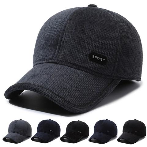 Gorra De Béisbol De Invierno Para Hombre Orejeras Cálida Forro Polar Tela De Lana Resistente Al Viento Ajustable Sombrero Al Aire Libre
