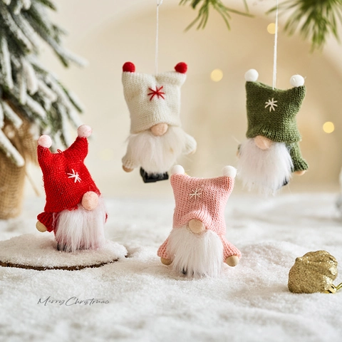 Ornamenti Per Gnomi Di Natale Bambola In Legno Da Sci In Maglia Decorazione Appesa Nordica Fatta A Mano Figurine Festa