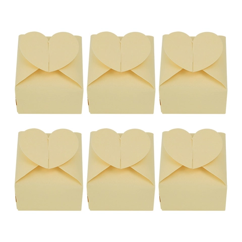 Heart Shaped Top Pearlescent Paper Candy Boxes Square Bottom Elegant Wedding Party Favor Gift Packaging Foldable Cardstock