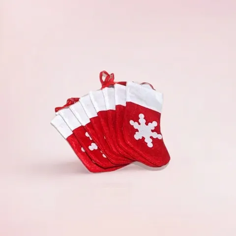 Weihnachtsstrumpf Handschuh Besteckhalter Filzgewebe Schneeflockenmuster Festliche Tischdekoration Feiertagsanhänger