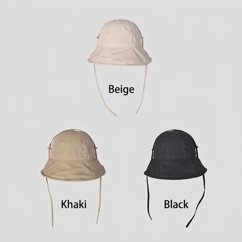 Women Wide Brim Bucket Hat Cotton Polyester Blend UV Protection Foldable Sun Cap With Adjustable Strap Minimalist Style