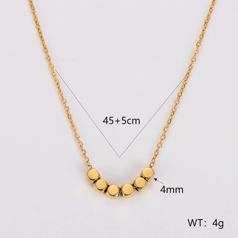 Minimalist Geometric Cube Bead Necklace 304 Stainless Steel Gold Plated O-Chain For Women Lightweight Daily Jewelry