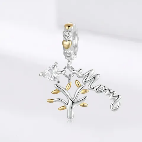 925 Sterling Silber Lebensbaum Mom Anhänger Herz Zirkonia Charm Für Halskette Armband DIY Schmuck Muttertagsgeschenk Für Damen