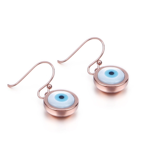 Evil Eye Runde Anhänger Ohrhaken Ohrringe Edelstahl Emaille Nazar Schmuck Für Frauen Mode