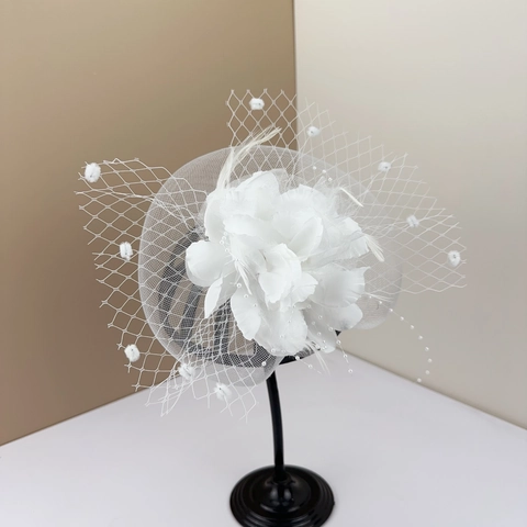 Κομψό Καπέλο Fascinator Κλιπ Μαλλιών Δίχτυ Πέπλο Λουλούδι Και Φτερό Vintage Ρετρό Για Γάμο Πάρτι Γυναίκες