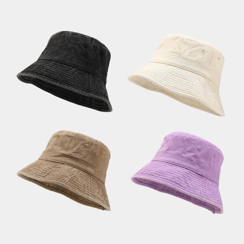 Sombrero De Pescador De Algodón Lavado Protección Solar Plegable Transpirable Exterior Casual Color Sólido Unisex