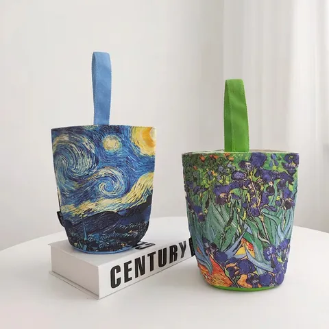 Borsa A Secchiello In Tela Pittura A Olio Van Gogh Stile Arte Impressionista Borsa A Mano Tote Portatile Piccola Borsa Artistica