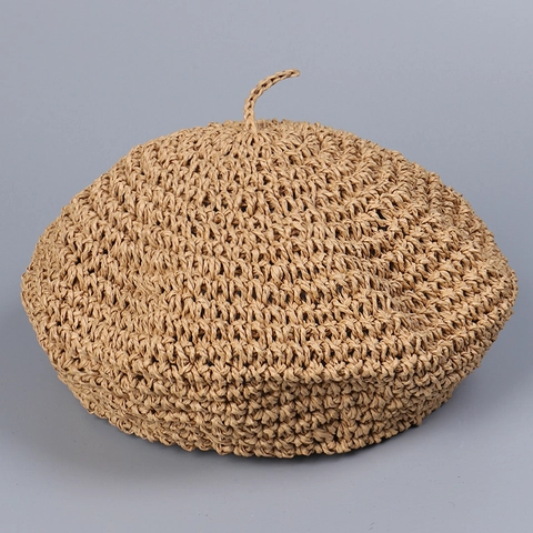 Berretto Di Paglia Intrecciato A Mano Estate Traspirante Pieghevole Cappello All'uncinetto In Paglia Di Carta Da Donna