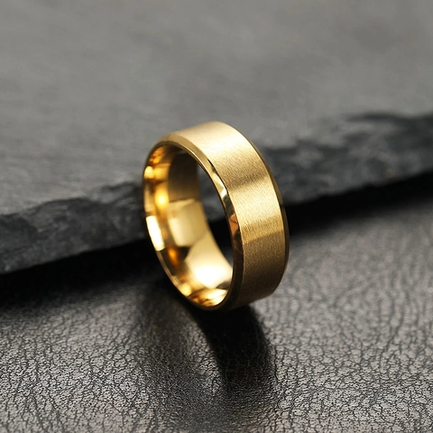 Minimalistischer Breiter Edelstahlring Für Herren Damen Matt Gebürstet Polierte Kante Titanstahl Modeschmuck