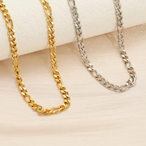 Collana Catena Figaro Acciaio Inossidabile Placcato Oro 18K Lucidato A Specchio Non Sbiadisce Gioielli Per Uomo Donna