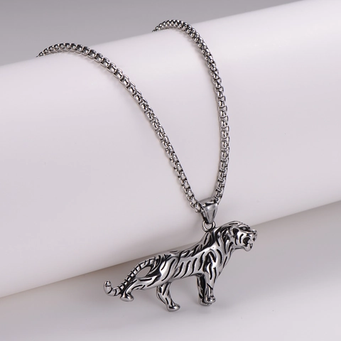 Collar Con Colgante De Tigre Acero Inoxidable 304 Pulido Punk Hip Hop Joyas De Animales Para Hombres