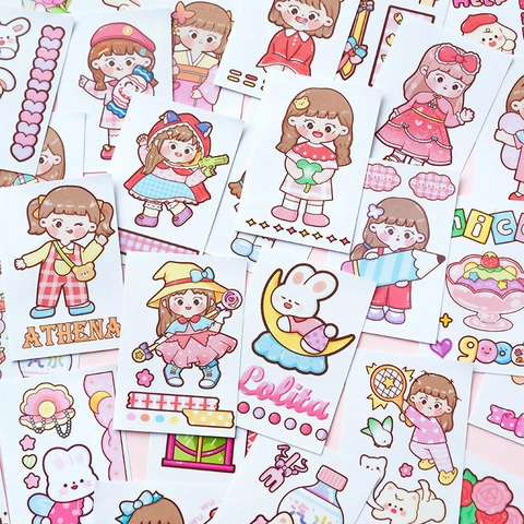 Süßes Cartoon Mädchen Washi Papier Aufkleber Buch Mini Deko Scrapbooking Material DIY Planer Journal Schreibwaren Zubehör