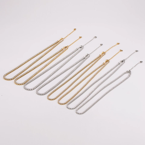 Collar Tennis Acero Inoxidable 304 Una Fila Circón Joyería De Moda Minimalista Para Mujeres