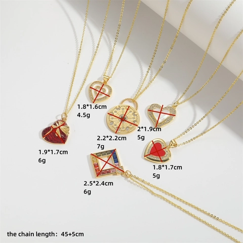 Romantische Gold Kupfer Zirkonia Herz Anhänger Halskette Für Damen Elegante Stern Mond Muschel Einlage Mode Schmuck Geschenk