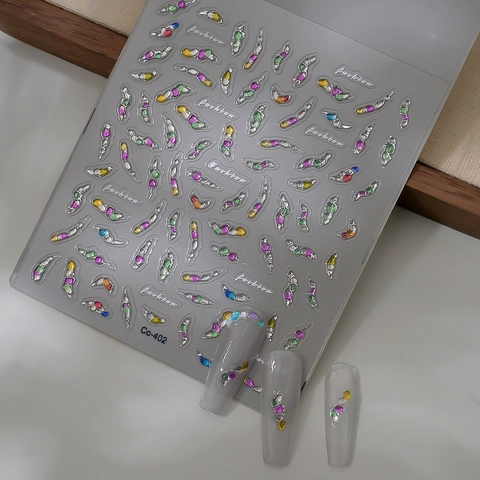 Adesivi Per Unghie Rilievo 5D Colore Caramella Strass Gemma Impermeabile 3D Adesivo Fai Da Te Manicure Decalcomanie