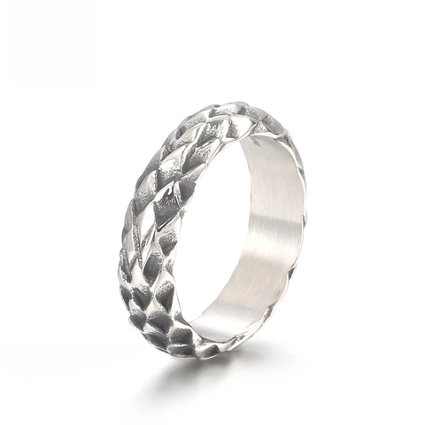 Anillo Para Hombre De Acero Inoxidable 316L Textura Escamas De Dragón Serpiente Retro Punk Biker Gótico