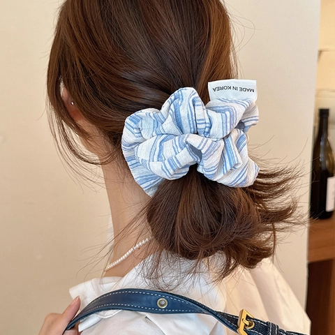 Scrunchies Aus Stoff Mit Gestreiftem Muster Handgefertigt Elastische Haargummis Koreanischer Stil Für Damen