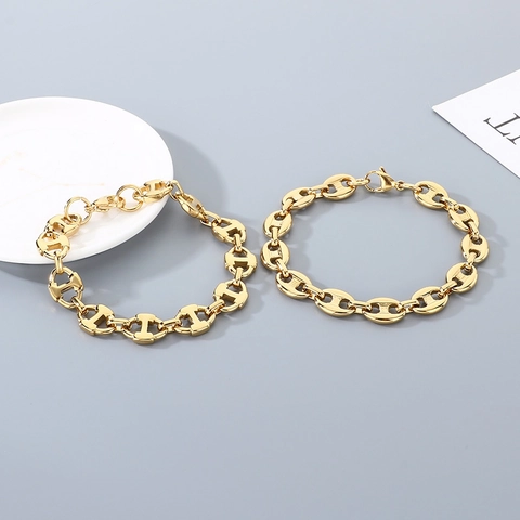 Pulsera Para Hombre De Acero Inoxidable Con Eslabones Marineros Cadena De Hocico De Cerdo Joyería Minimalista