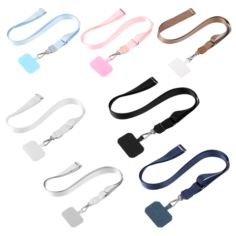 Adjustable Polyester Phone Lanyard Crossbody Neck Strap With Metal Buckle Universal Mobile Phone Tether Patch Anti-Lost Lanyard
