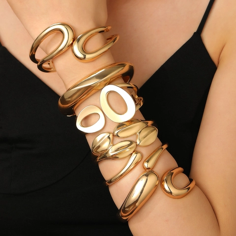 Brazalete De Metal Irregular Pulsera De Aleación Geométrica Collar Gargantilla Gota De Agua Anillo Pendientes Para Mujer Moda Minimalista