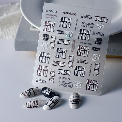 5D Relief Nail Stickers Embossed English Letter Large Font Self Adhesive DIY Manicure Decor Waterproof Fashion For Women