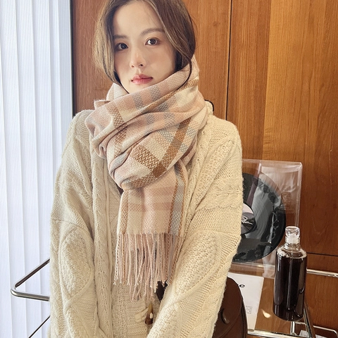 Sciarpa A Quadri Da Donna Scialle Imitazione Cashmere Spesso Caldo Inverno Avvolgente Con Nappe Classico Moda Scaldacollo Morbido
