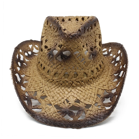 Cowboy Hat Hollow-out Paper Straw Sun Protection Summer Beach Retro Western Outdoor Sunshade Breathable