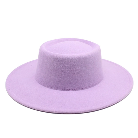 Cappello Fedora Boater Feltro Di Lana Tesa Larga Testa Piatta Stile Britannico Vintage Per Uomo Donna