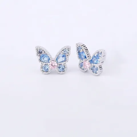 316L Stainless Steel Butterfly Stud Earrings Trendy Rhinestone Gold Plated Butterfly Wing Ear Piercing Jewelry For Women