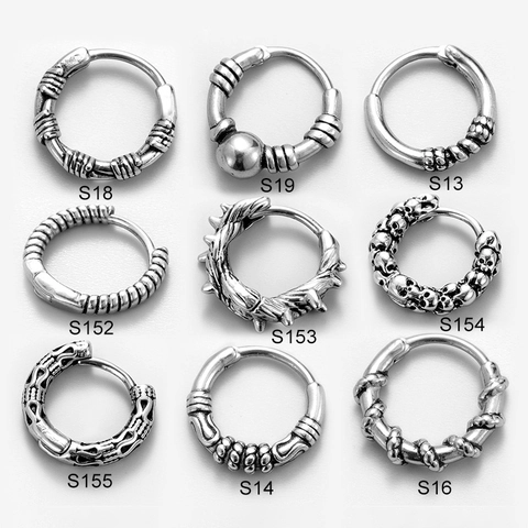 Herren Edelstahl Creolen Gothic Totenkopf Punk Retro Tribal Piercing Ohrclips Schmuck Unisex Accessoire