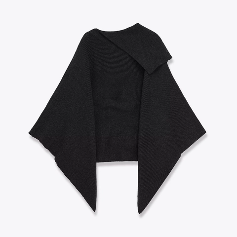 Jersey De Poncho De Punto Acanalado Mujer Escote Asimétrico Dobladillo Irregular Mezcla Poliéster Acrílico Lana Sólido Invierno