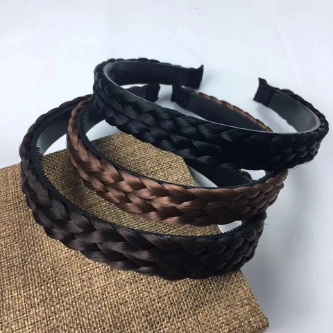 Braided Headband Synthetic Hair Non-Slip With Teeth Vintage Braid Style Hair Accessory For Women