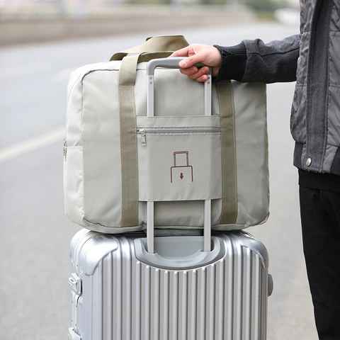 Foldable Travel Duffel Bag Waterproof Oxford Cloth Large Capacity Handbag With Luggage Handle Sleeve For Weekend Trip