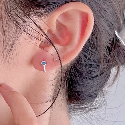 Heart Blue Zircon Hoop Earrings 925 Sterling Silver Simple Elegant Korean Style Sweet Jewelry For Women Gift Versatile
