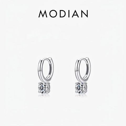 Orecchini A Cerchio Con Zircone Tondo Argento Sterling 925 Per Donna Gioielli Luccicanti Minimalisti Regalo