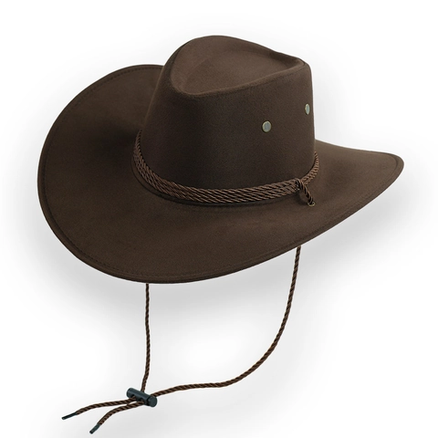 Western Cowboyhut Herren Damen Vintage Fedora Hut Breite Krempe Wildleder Filz Sonnenschutz Outdoor Hut Mit Verstellbarem Seil