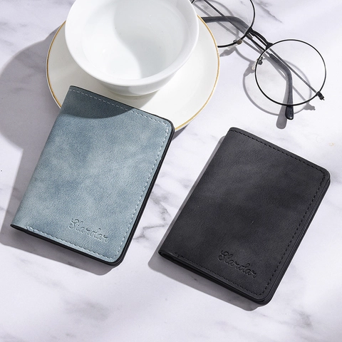Ultra-Thin Mini Small Wallet Men'S Short Student Men'S Card Holder Driver'S License Wallet Young Men'S Vertical Wallet Soft
