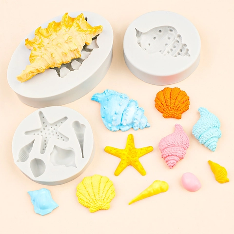 Stampo In Silicone Conchiglie Di Mare Stella Marina Per Fondant Cioccolato Decorazione Torte Diy Sapone Resina