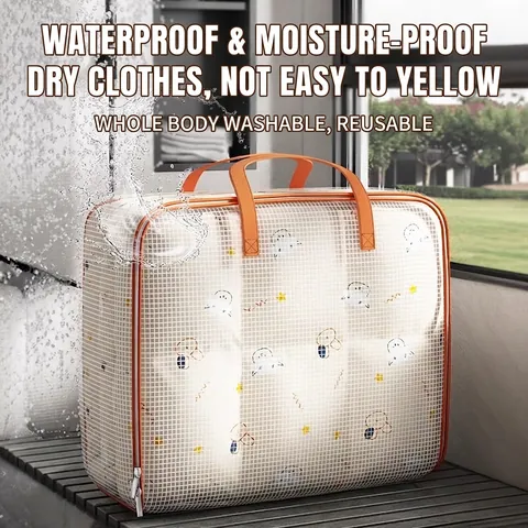 Bolsa De Almacenamiento Para Edredones Gran Capacidad Impermeable Malla PVC Resistente A La Humedad Organizador De Ropa Plegable Bolsas De Mudanza Asas Reforzadas