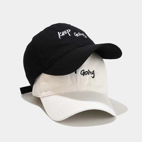 Keep Going Embroidered Baseball Cap Cotton Twill Adjustable Curved Brim Sun Protection Sport Casual Dad Hat For Men Women
