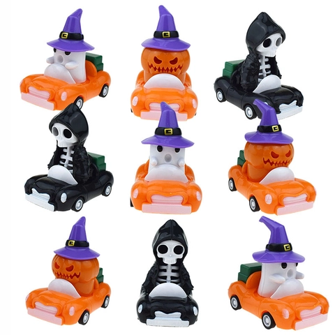 Halloween Pull Back Toy Cars ABS Plastic Skull Pumpkin Ghost Inertia Vehicles For Party Favors Holiday Gift Desktop Decor