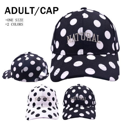 Cappello Da Baseball In Cotone A Pois Ricamo Lettere Natural Regolabile Visiera Curva Cappello Da Sole Casual Retro