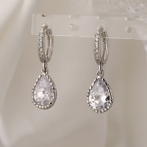 Pendientes De Gota Chapados En Oro Cobre Circón Pera Elegante Joyería De Nicho Para Mujeres
