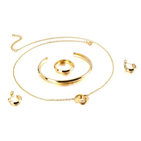 Stainless Steel Jewelry For Women With Zircon My Love Engraved Necklace Earrings Bracelet And Ring Elegant Fashion
