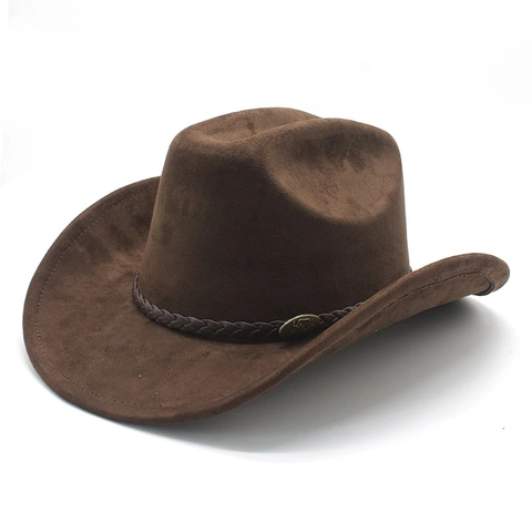 Cappello Da Cowboy Occidentale Per Uomo Donna Tesa Larga Scamosciato Feltro Retro Moda Esterno Protezione Solare