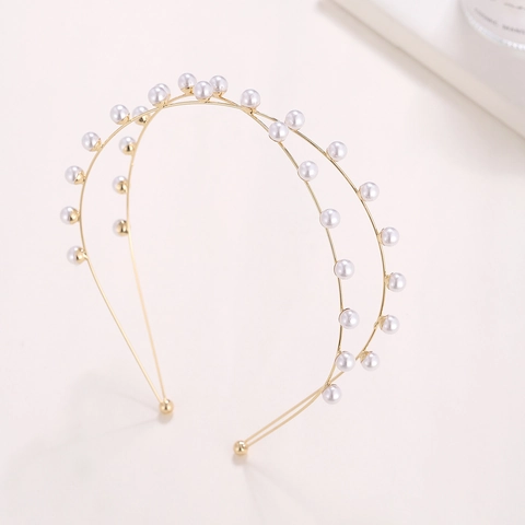 Diadema Novia Elegante Perla Artificial Minimalista Aleación Metal Boda Fiesta Accesorios Para Mujeres Estilo Dulce