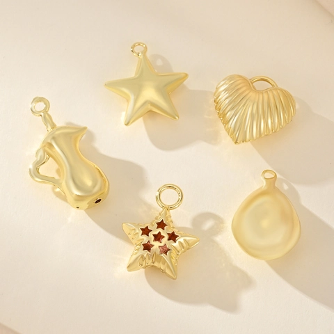Geometric Metal Pendants Charms Gold Plated Alloy DIY Jewelry Making Materials Star Heart Teapot Water Drop Shape