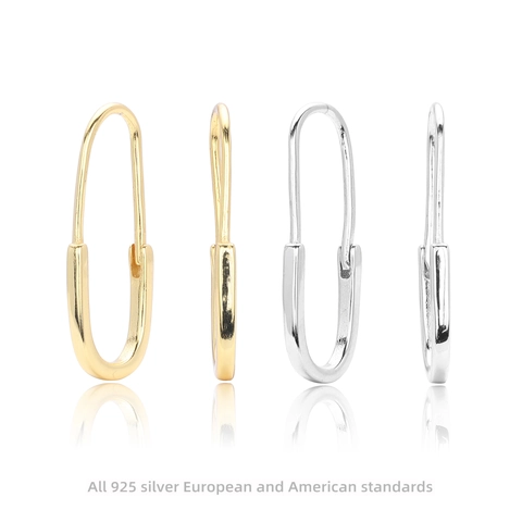 Ohrringe Aus 925 Sterling Silber Minimalistisches Büroklammern Design Geometrischer U-Form Schmuck Für Damen