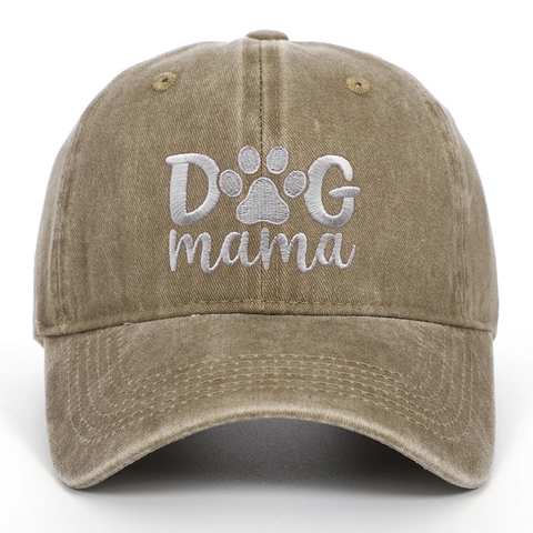 Casquette De Baseball Vintage Coton Délavé Dog Mama Broderie Empreinte De Patte Rétro Ajustable Chapeau Pour Femmes
